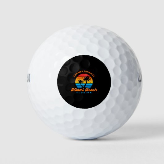 Summer Paradise Miami Beach Florida-Sunset-Palms Golfballen (Voorkant)