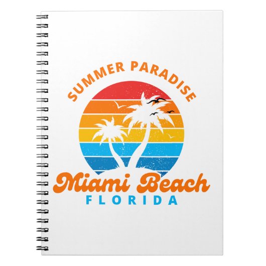 Summer Paradise Miami Beach Florida-Sunset-Palms Notitieboek (Voorkant)