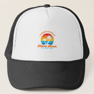 Summer Paradise Miami Beach Florida-Sunset-Palms Trucker Pet