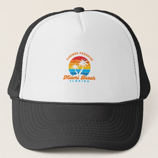 Summer Paradise Miami Beach Florida-Sunset-Palms Trucker Pet (Voorkant)