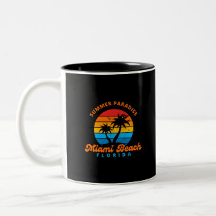 Summer Paradise Miami Beach Florida-Sunset-Palms Tweekleurige Koffiemok