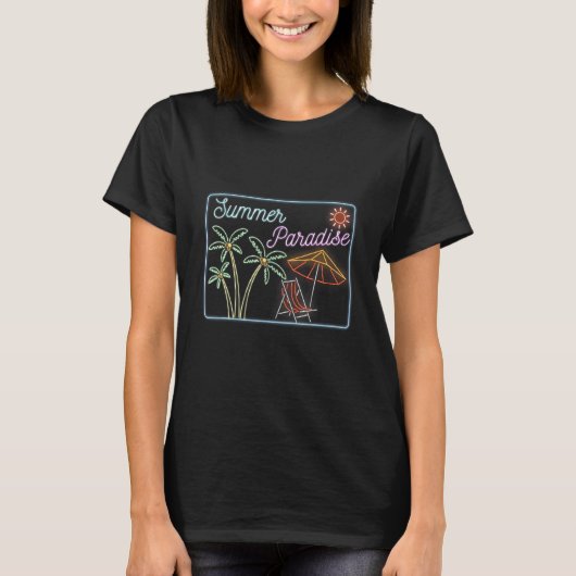 Summer Paradise Retro Neon T-shirt (Voorkant)