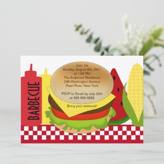 Summer Party Barbecue Uitnodiging BBQ (Staand voorkant)