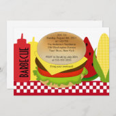 Summer Party Barbecue Uitnodiging BBQ (Voorkant / Achterkant)