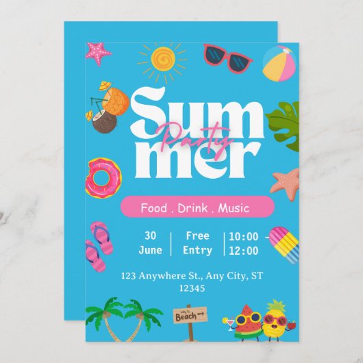 Summer Party Beach Kaart (Voorkant / Achterkant)
