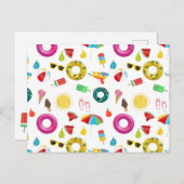 Summer Party Beach Pool Fun Pattern Briefkaart (Voorkant / Achterkant)