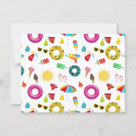 Summer Party Beach Pool Fun Pattern Briefkaart