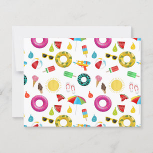 Summer Party Beach Pool Fun Pattern Briefkaart