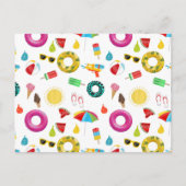 Summer Party Beach Pool Fun Pattern Briefkaart (Voorkant)