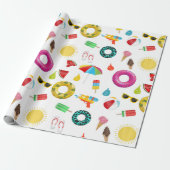 Summer Party Beach Pool Fun Pattern Cadeaupapier (Uitgerold)