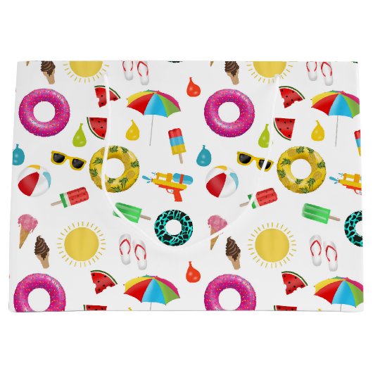 Summer Party Beach Pool Fun Pattern Groot Cadeauzakje (Voorkant)