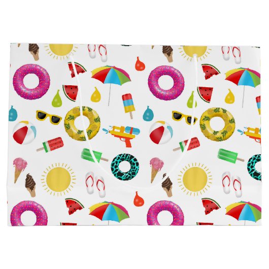 Summer Party Beach Pool Fun Pattern Groot Cadeauzakje (Achterkant)