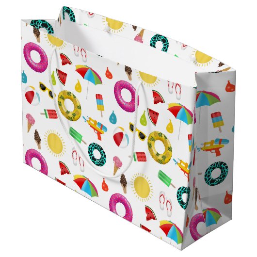 Summer Party Beach Pool Fun Pattern Groot Cadeauzakje (Achterkant Gekanteld)