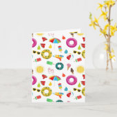 Summer Party Beach Pool Fun Pattern Kaart (Gele Bloem)