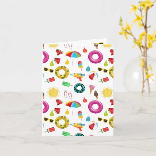 Summer Party Beach Pool Fun Pattern Kaart (Gele Bloem)
