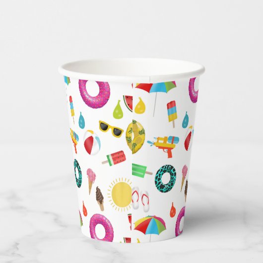 Summer Party Beach Pool Fun Pattern Papieren Bekers (Rechts)