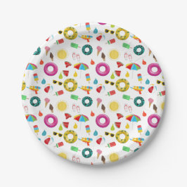 Summer Party Beach Pool Fun Pattern Papieren Bordje