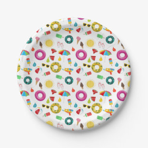 Summer Party Beach Pool Fun Pattern Papieren Bordje