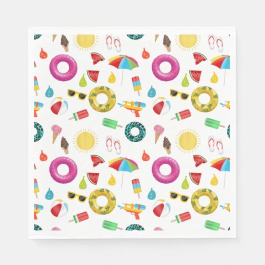 Summer Party Beach Pool Fun Pattern Servet (Voorkant)
