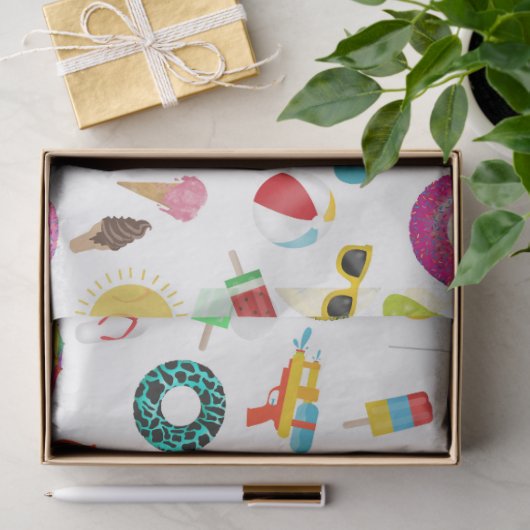 Summer Party Beach Pool Fun Pattern Tissuepapier (Geschenk)