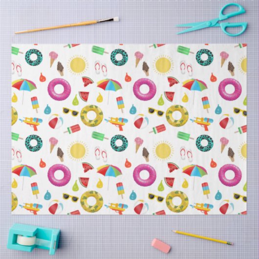 Summer Party Beach Pool Fun Pattern Tissuepapier (Craft)