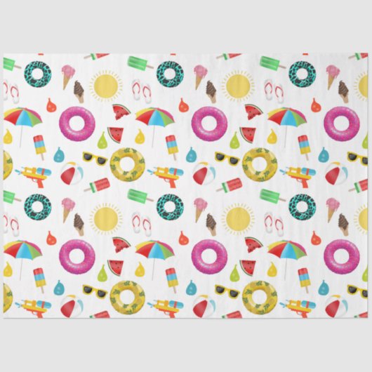 Summer Party Beach Pool Fun Pattern Tissuepapier (Voorkant)