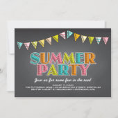 Summer Party Chalkboard Fun in Sun Invitation Kaart (Voorkant)