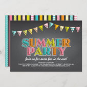 Summer Party Chalkboard Fun in Sun Invitation Kaart (Voorkant / Achterkant)