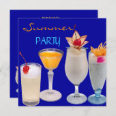 Summer Party Cocktails Drinken Blue Yellow Kaart (Voorkant / Achterkant)