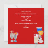 Summer Party Cocktails Drinken Red Blue Yellow Kaart (Achterkant)