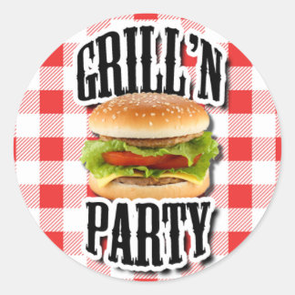 Summer Party Cookout nodigt envelop uit Ronde Sticker