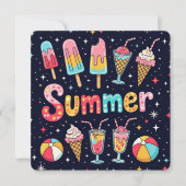 Summer Party Fun Graphics On Black Kaart (Voorkant)