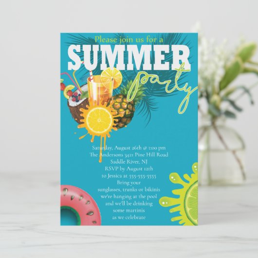 Summer Party Fun Kaart (Staand voorkant)