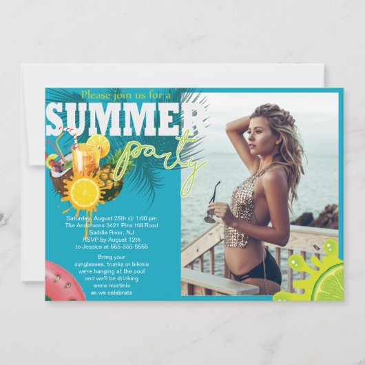 Summer Party Fun ontwerp Kaart (Voorkant)