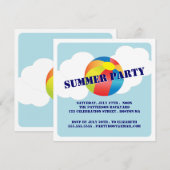 Summer Party Fun Time Beach Ball Invitation Kaart (Voorkant / Achterkant)