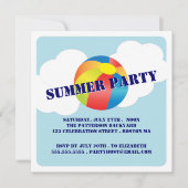 Summer Party Fun Time Beach Ball Invitation Kaart (Voorkant)
