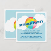 Summer Party Fun Time Beach Ball Invitation Kaart (Voorkant / Achterkant)