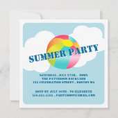 Summer Party Fun Time Beach Ball Invitation Kaart (Voorkant)