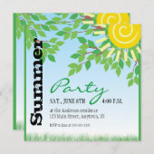 Summer Party, Green Leaves, Yellow Sun Kaart (Voorkant / Achterkant)