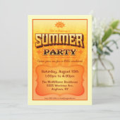 Summer Party Invite - Heldere, warme zonnige kleur Kaart (Staand voorkant)