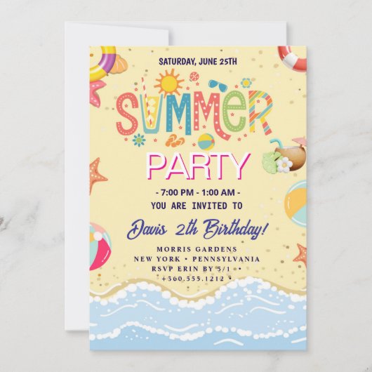 Summer Party Kaart (Voorkant)