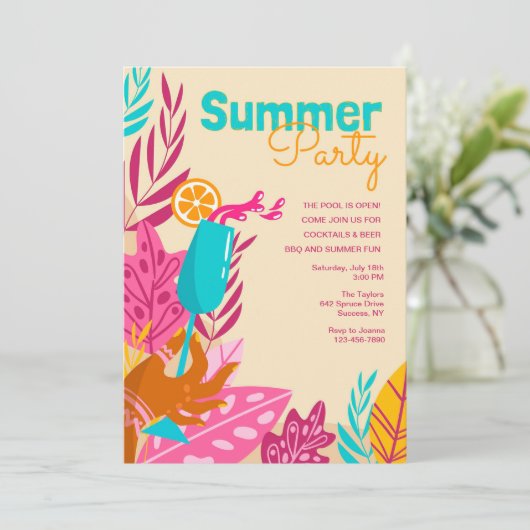 Summer Party Kaart (Staand voorkant)