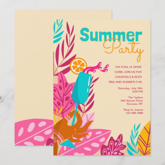 Summer Party Kaart (Voorkant / Achterkant)