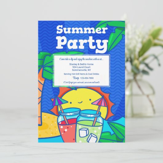 Summer Party Kaart (Staand voorkant)