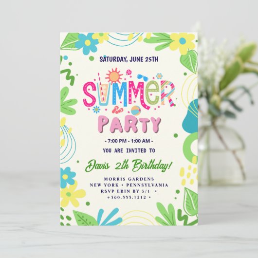Summer Party Kaart (Staand voorkant)