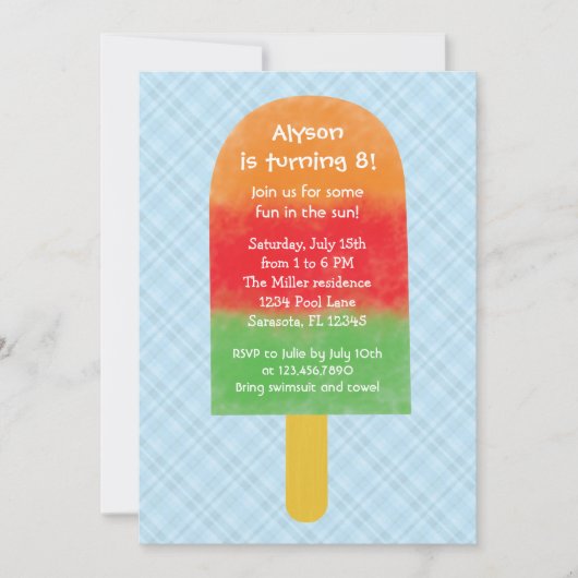 Summer Party Popsicle Birthday Invitation Kaart (Voorkant)