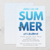 Summer Party, school is blauw Ombre Kaart (Voorkant / Achterkant)