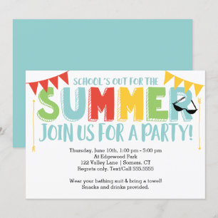 Summer Party, School is Out Primary Colors Kaart
