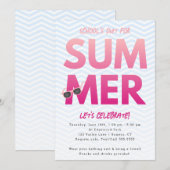 Summer Party, School is uit Pink Ombre Kaart (Voorkant / Achterkant)