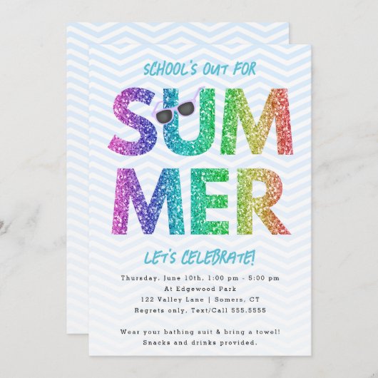 Summer Party, school is uit regenboogjongen Kaart (Voorkant / Achterkant)